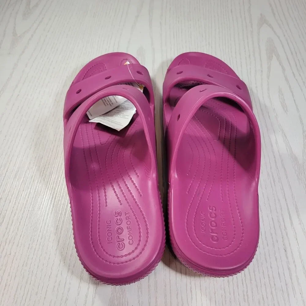 Crocs Classic 2 Strap Slide  Sandal Men’s Size 14 Think Pink Slide Fuchsia Fun